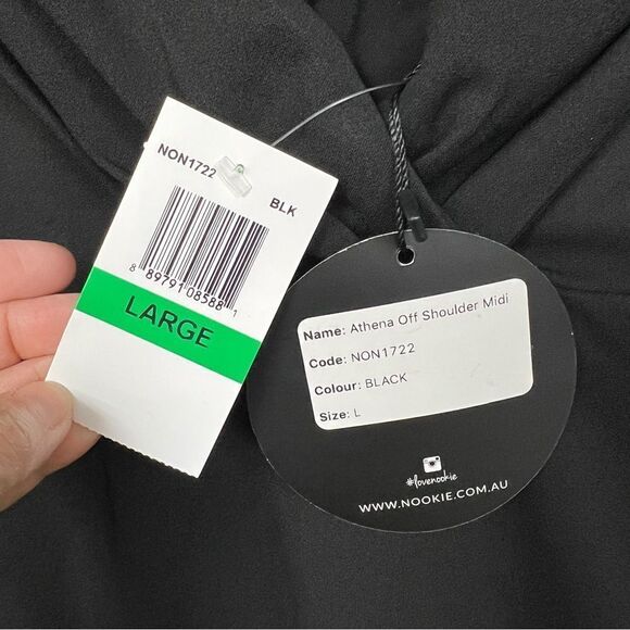 Nookie Athena Off Shoulder Halter Midi Dress Sz Large in Black - Picture 4 of 5